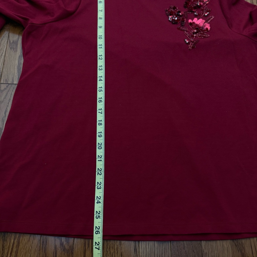 Chico Womens Red Allure Embellished Ponte Top sz 3X Cottagecore Stretch Casual - Picture 13 of 13